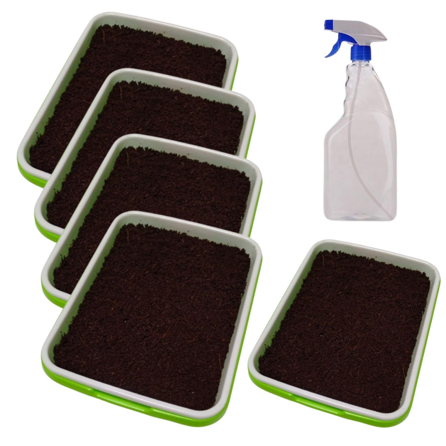 Anirdesh Seed Sprouter Tray with 500gm Coco Peat Microgreens Growing Trays Nursery Tray Seed Germination Tray, Drain Holes for Growing, Bean Sprouts, Cat Grass, Wheat Grass, Mung Beans (5PCs) (B0DGGPNNY6) Amazon Price History, Amazon Price Tracker
