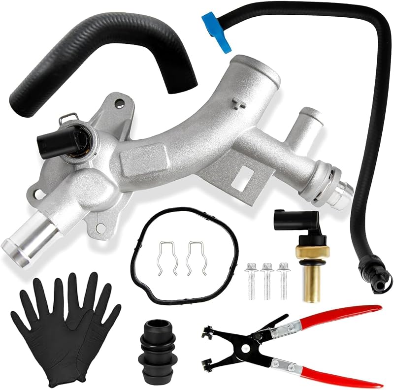 Carcaça de saída de água do líquido de arrefecimento TUOSTPY em alumínio para motor L4 1.4L – Kit