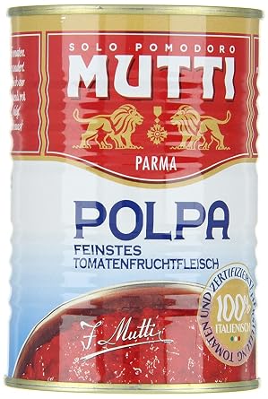 Italian Gourmet Polpa di Pomodoro Tomato Pieces from Italy 48 x 400g Tubs Per pizza pasta e sughi; gently processed aromatic ideal base total net weight 19.2 kg + free polpa 400 g