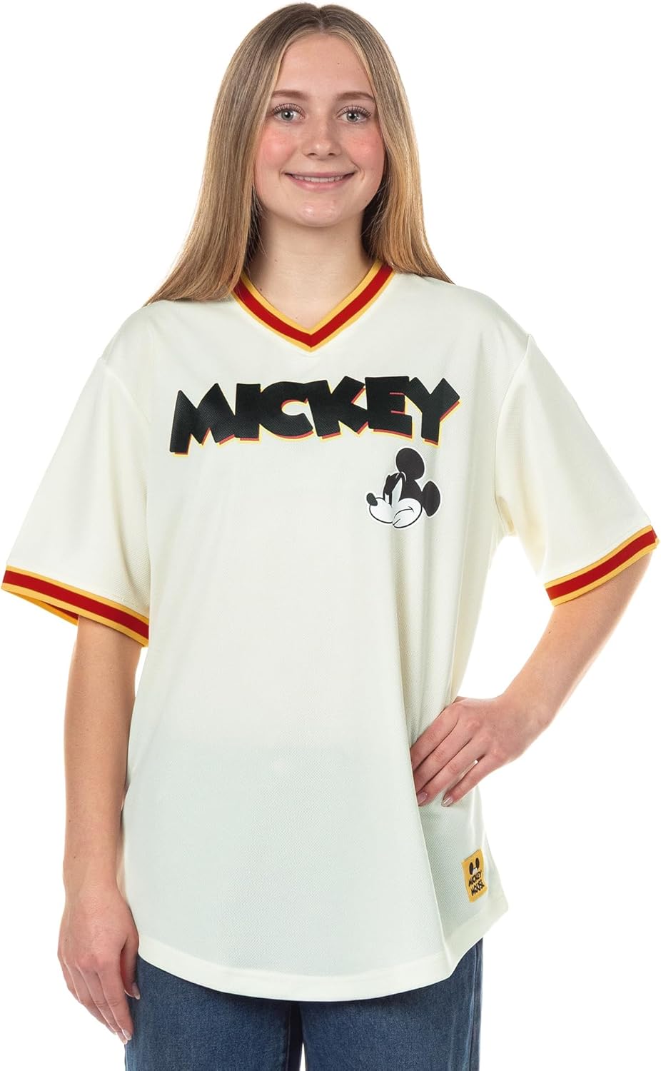 Disney Mens Mickey Mouse Baseball Jersey - Mens Classic Mickey Mouse Pullover Baseball Jersey Mickey Mouse Fashion Shirt