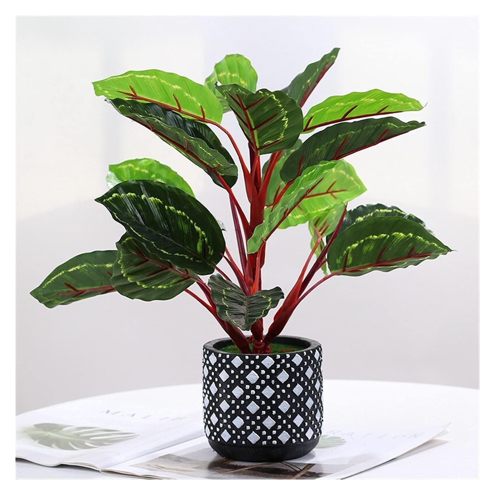 Plantes artificielles en pot de ciment pour décoration de bureau et meuble TV