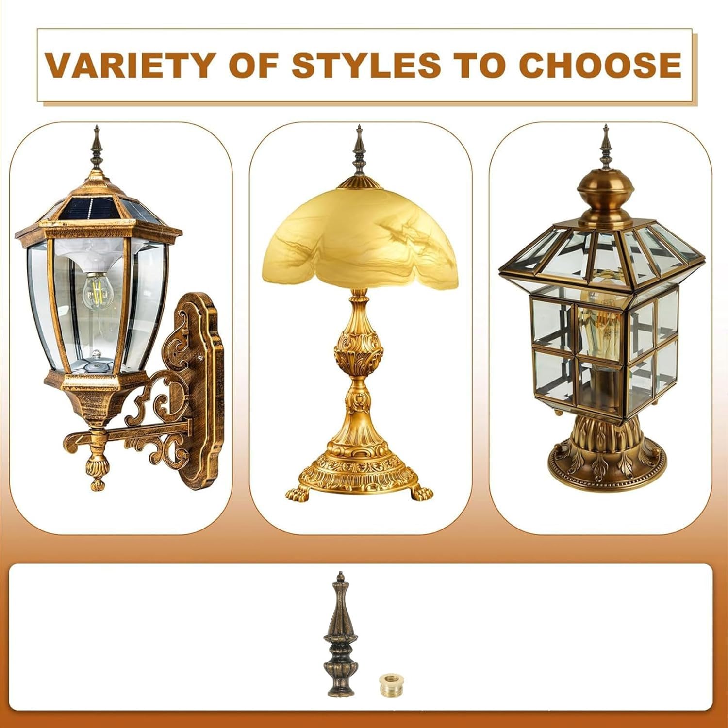 Bronze Lamp Finial Screw Cap Knobs Retro Classic Finials for Lamps Shades Decorative Topper Lamp Harps Parts Lamps Shade Holder Finials Decoration Accessories (3.34 Inch Tall)
