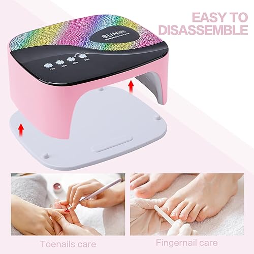 Miniatura 5 de Lámpara de uñas UV, luz UV de 288 W para uñas de gel, secador de uñas LED profesional con 3 temporizadores, sensor inteligente, pantalla LCD,