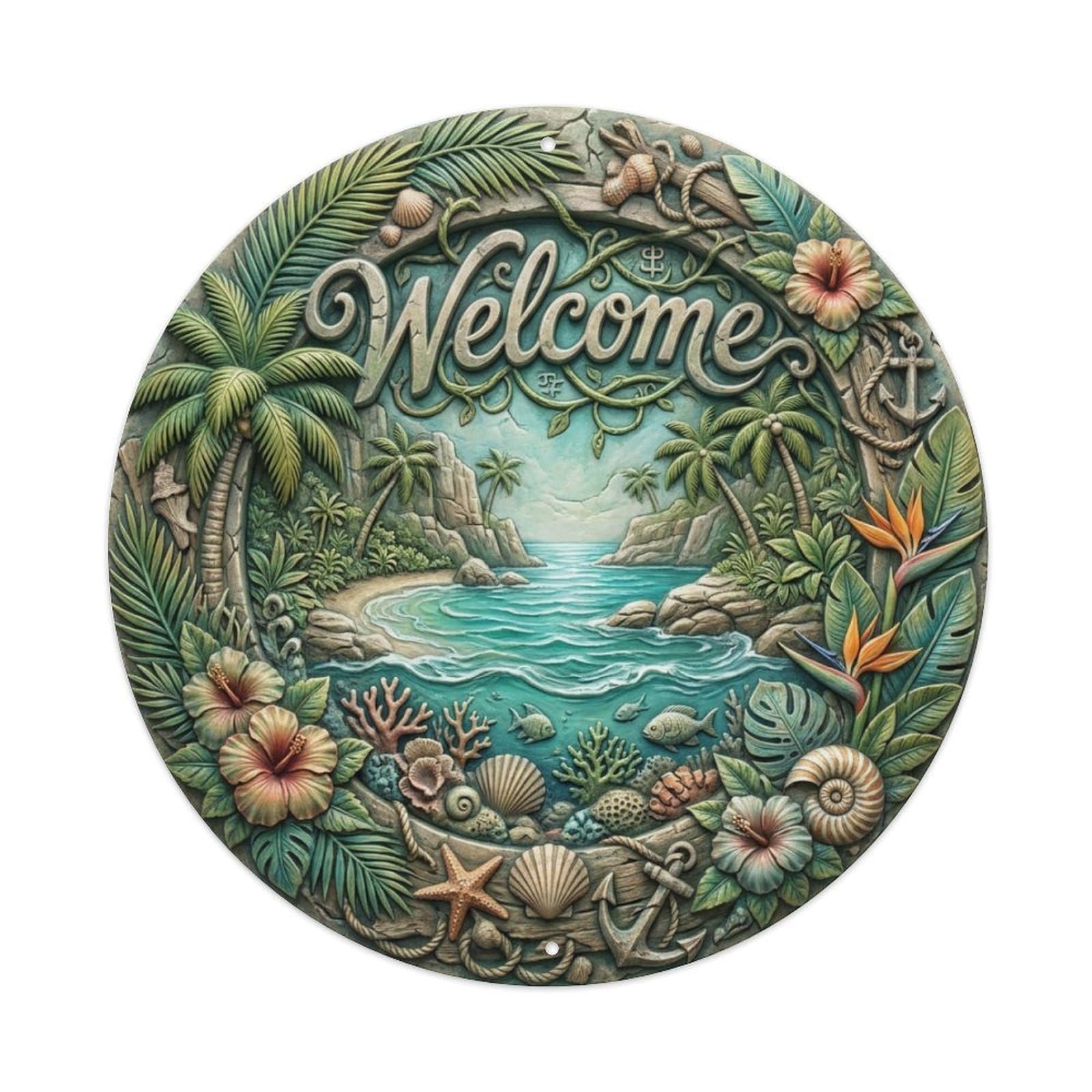 Tgrcjimh Style Metal Tin Sign Tropical Cove Welcome Hidden Paradise