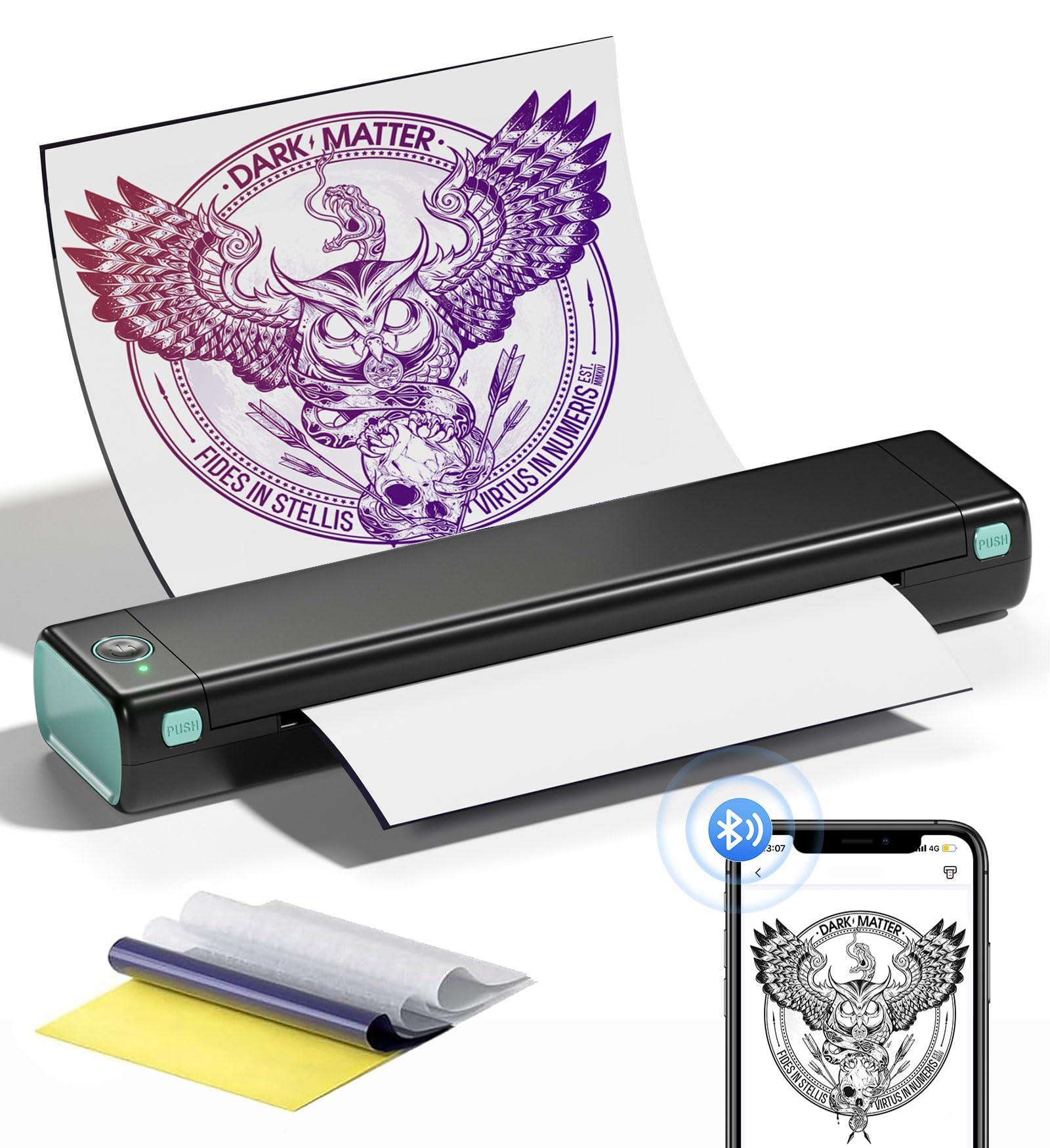 Phomemo Bluetooth Tattoo Stencil Printer, M08F Wireless Tattoo Stencil Printer for Tattooing, Thermal Printer Tattoo Kit with 10PCS Transfer Paper, Compatible with Smartphone Tablet PC