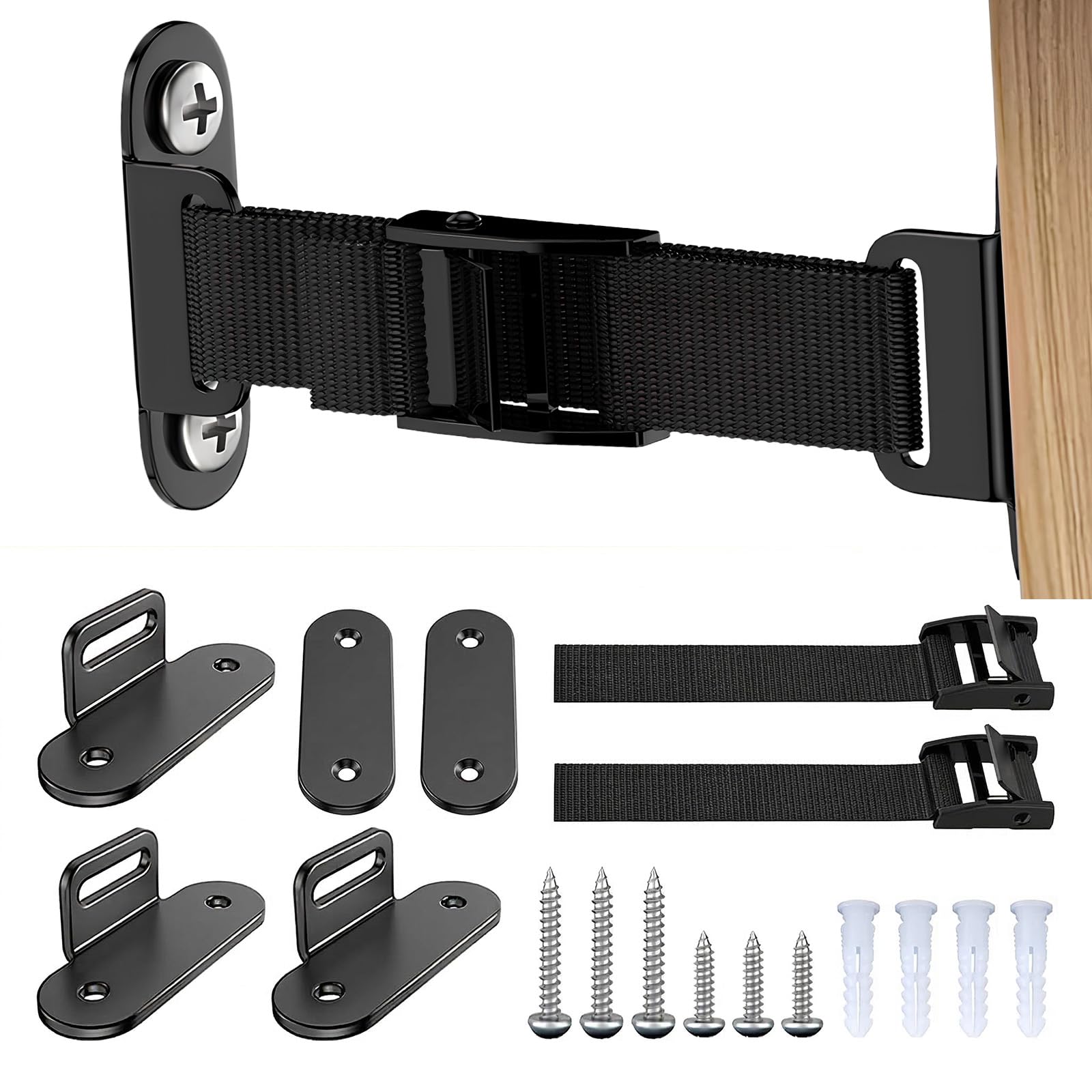 Ninnyi Anti Tip Furniture Anchors, 18 Pcs Adjustable Furniture Wall Anchor Sets for Tv Stands, Bookcases, Wardrobe