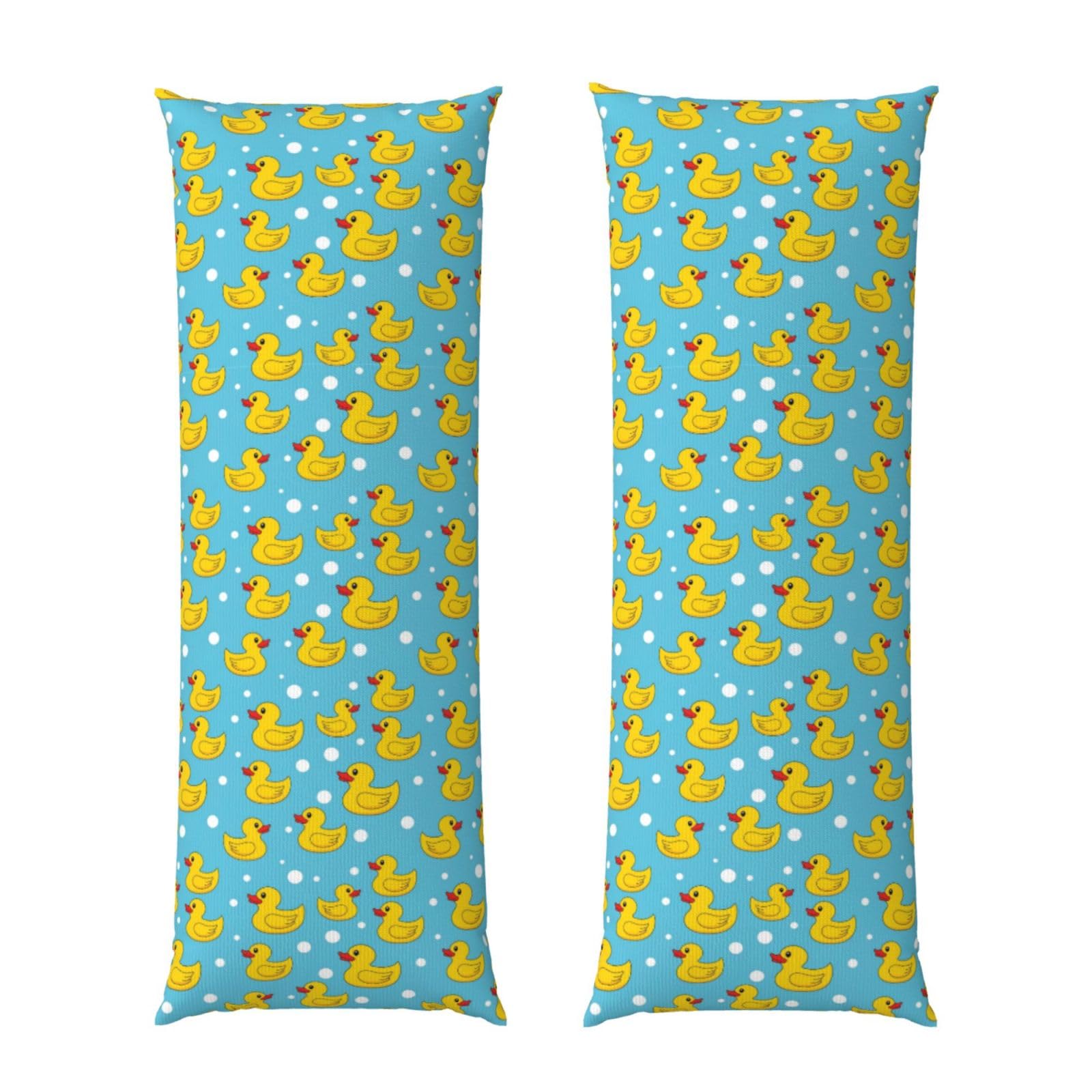 Body Pillow Cover 20x60 Yellow Rubber Duck Print, Soft Velvet Long Pillowcase with Hidden Zipper, Cozyffy Rectangular Case for Bed Sofa Decor