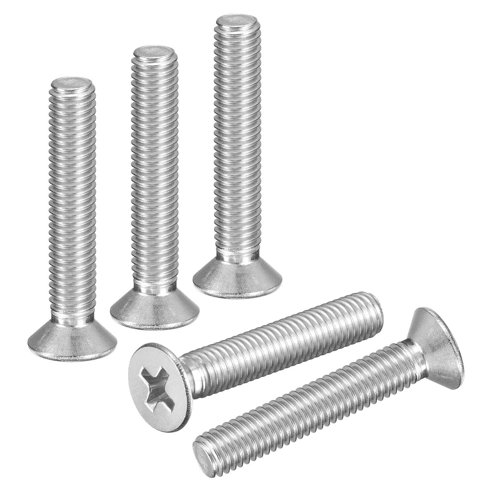 DTGN M5-0.8x30 Flat Head Countersunk Machine Screws - 15pcs - Good for Furniture and Machinery - 304 Stainless Steel Phillips Machine Screws Bolts - Silver — image 1