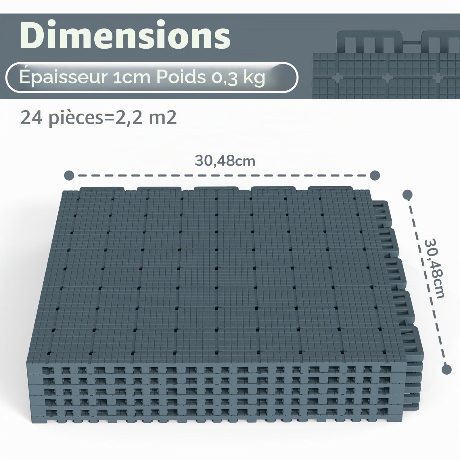 jxgzyy Lot de 24 tapis de protection de sol, tapis puzzle, tapis de sport, tapis de fitness | Tapis de protection contre les chutes - Pour la maison et l'extérieur - Gris