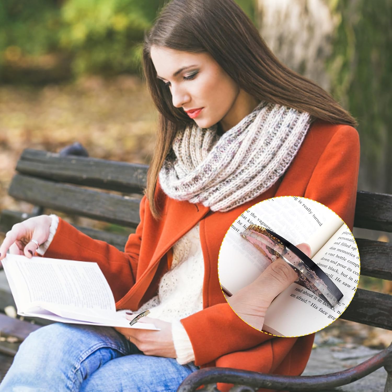 cobee Dried Flower Book Holder, 2 Pcs Handmade Thumb Book Page Holder Resin Reading Accessories Ring Book Opener Floral Bookmark for Teachers Book Lovers(White,Black,Pink) - Image 7