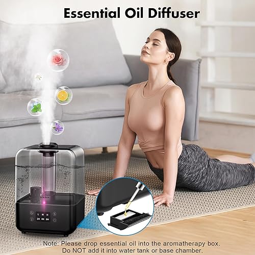 Miniatura 6 de Humidificadores para dormitorio, humidificadores de niebla fría para habitación grande, hogar, bebé, 5L, llenado superior, humidificador de aire