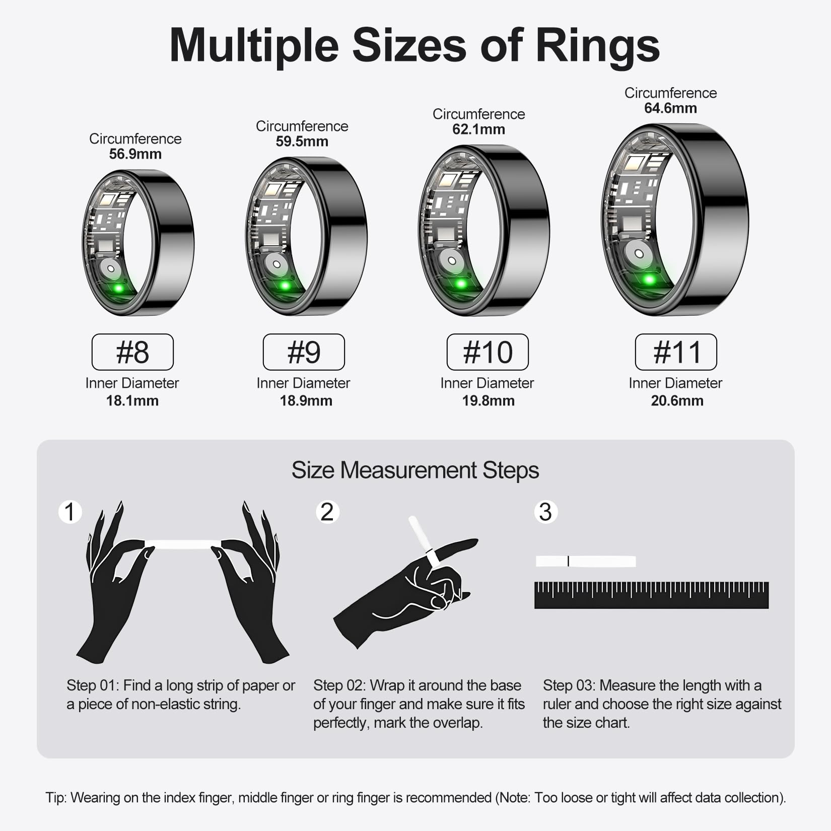 Temdan 2025 Upgraded Smart Ring, Wearable Fitness Smart Ring Health Tracker, Sleep Quality & Heart Rate & Blood Oxygen Monitoring, IP68 Waterproof, No Subscription Fees, Smart Ring, Black, Size 9