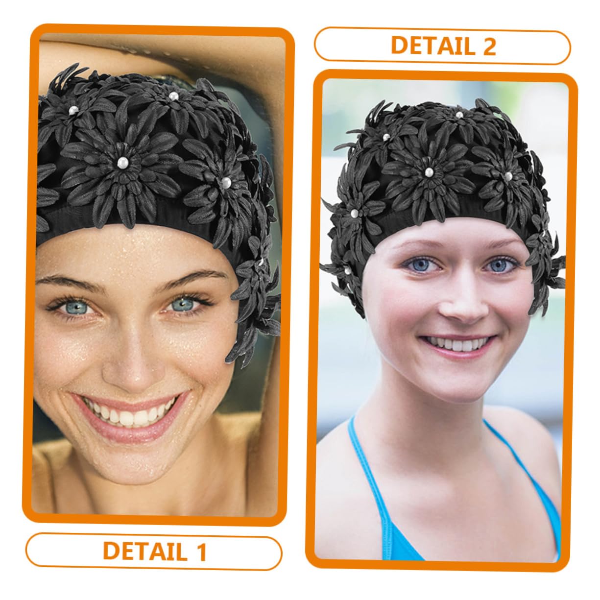 Gorro de Baño Flores Celebracion Verano 2piezas Brocado para Mujer Adulta | Ajuste Cómodo y Portátil, Protección para Natación, Reduce Fricción y Resistencia, Estilo Creativo