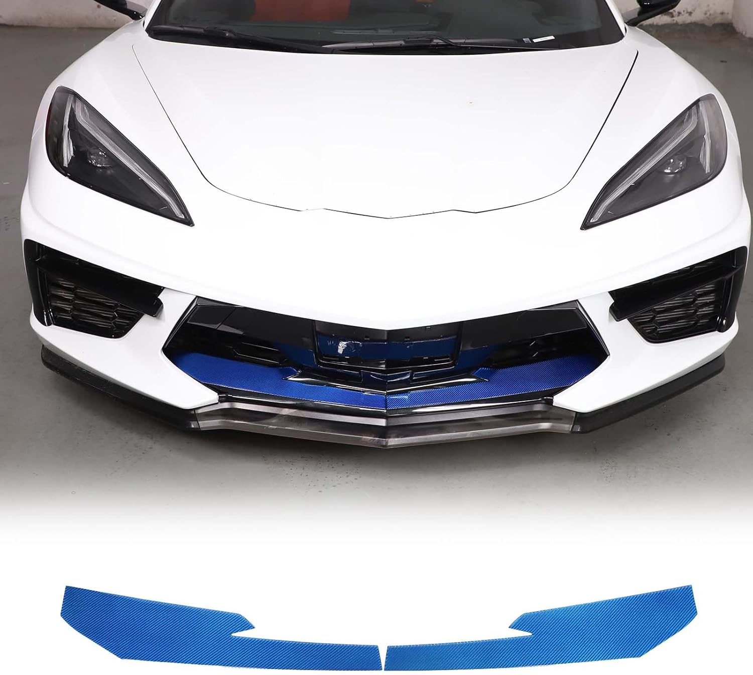 Soft Carbon Fiber Front Bumper Lip Trim Cover Compatible with Chevrolet Corvette C8 2020-2026, Front Bumper Air Inlet Vent Trim Sticker Accessories, 2Pcs (Black)