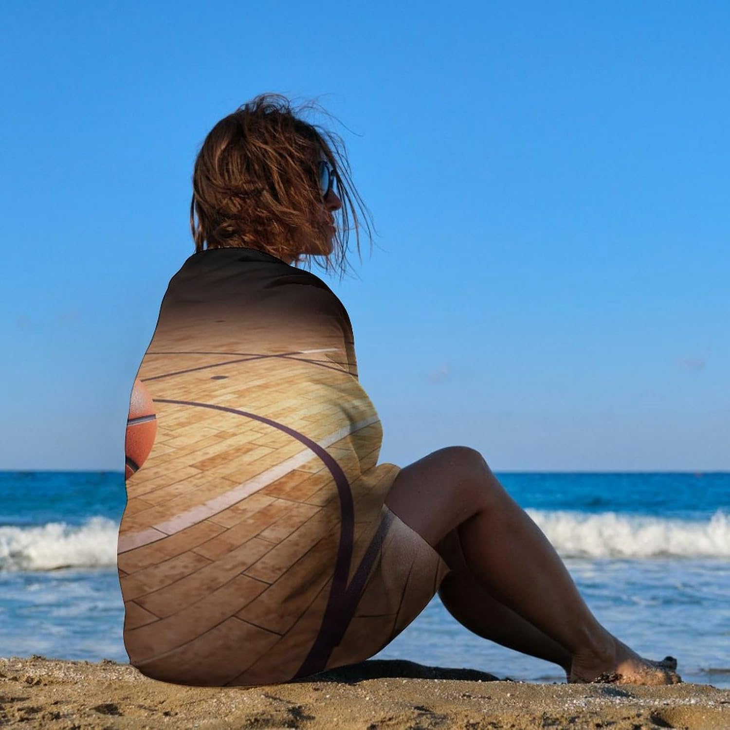 Swimming Towel, Basketball Court Printed Fashion Towel,Portable Towel,Durable Towel