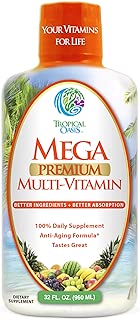 Mega Premium Liquid Multivitamin -Natural Anti Aging Multi-Vitamin w/20 Vitamins, 70 Minerals, 21 Amino Acids, CoQ10 & Organic Aloe Vera- Orange Flavor- 98% Absorption- 32 Serv - coolthings.us