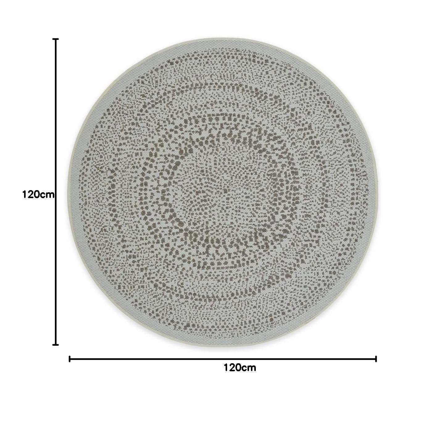 DomDeco Intérieur/extérieur Tapis rond Finn dans un style moderne – Robuste et facile d'entretien pour le salon, le couloir, la terrasse, le balcon, en fibres synthétiques, Ø 120 cm, crème/vert olive