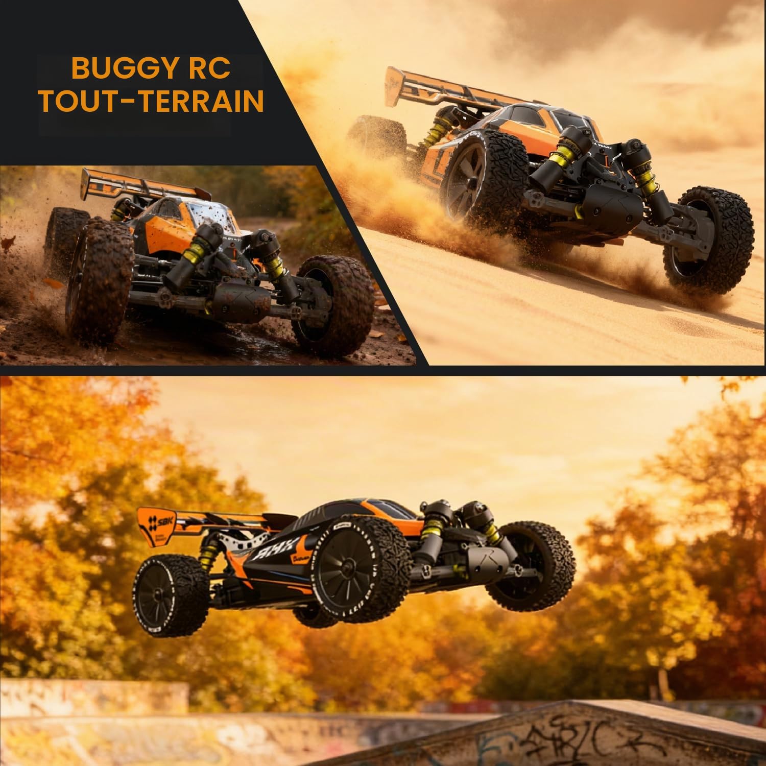 CROBOLL Voiture télécommandée sans balais 1:10 pour adultes, buggy tout-terrain 4x4, vitesse maximale de 80 km/h, chocs remplis d'huile, voiture de course télécommandée