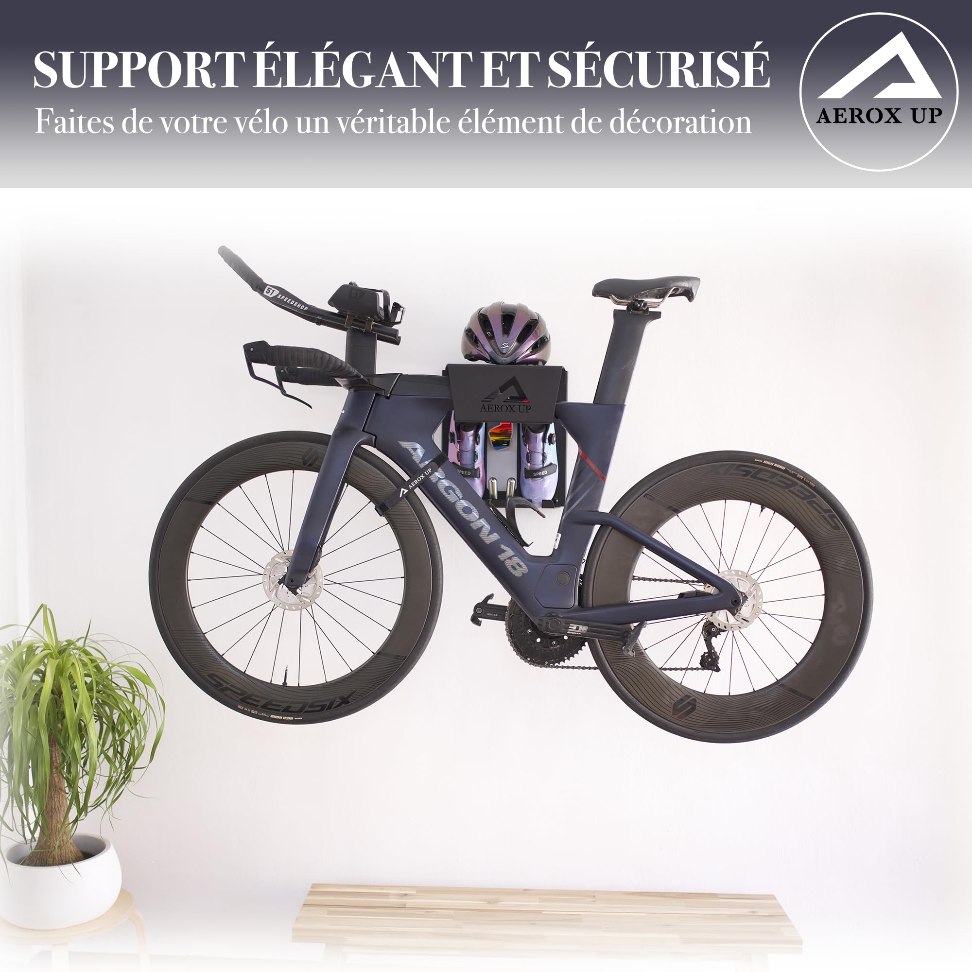 Support mural vélo - Porte vélo mural - Support velo - Crochet vélo mural - Accroche vélo - Rangement vélo mural - Support de bicyclette - Crochet mural vélo
