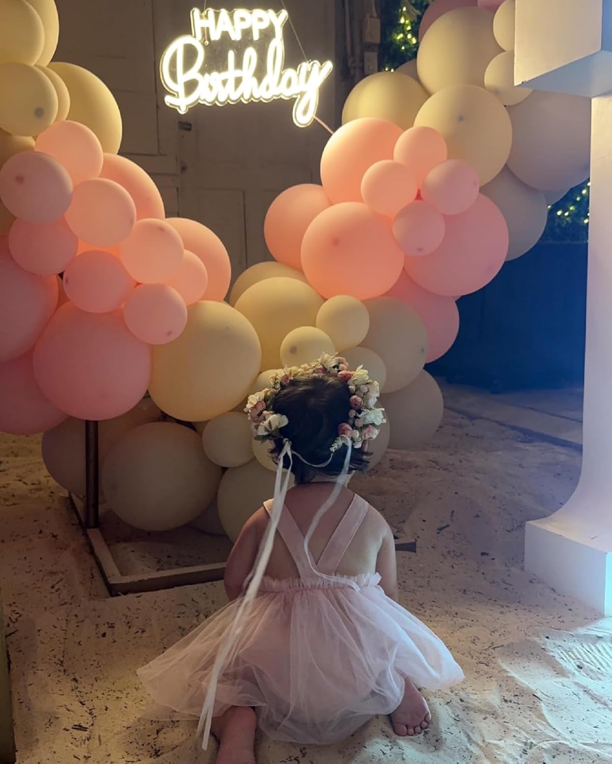 Girls Flower Crown Headpiece - Boho Little Wreaths for Weddings, Family Photography (Pink) - Image 3