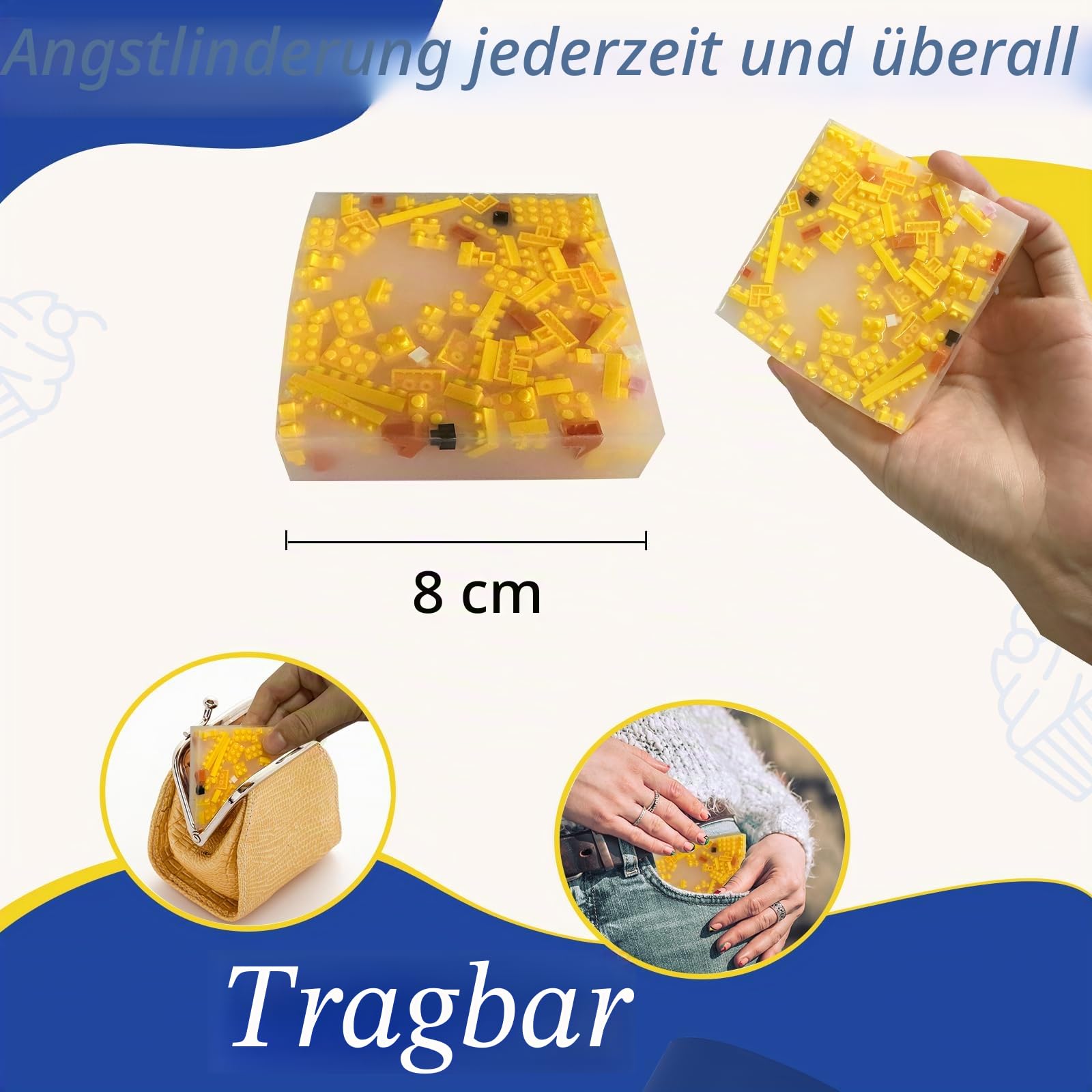 2 Packungen Bausteine, Picking-Pad, Haut-Picking, Fidget-Spielzeug für Dermatillomanie, Haarziehen, Silikon-Pad für Angstzustände und Erwachsene