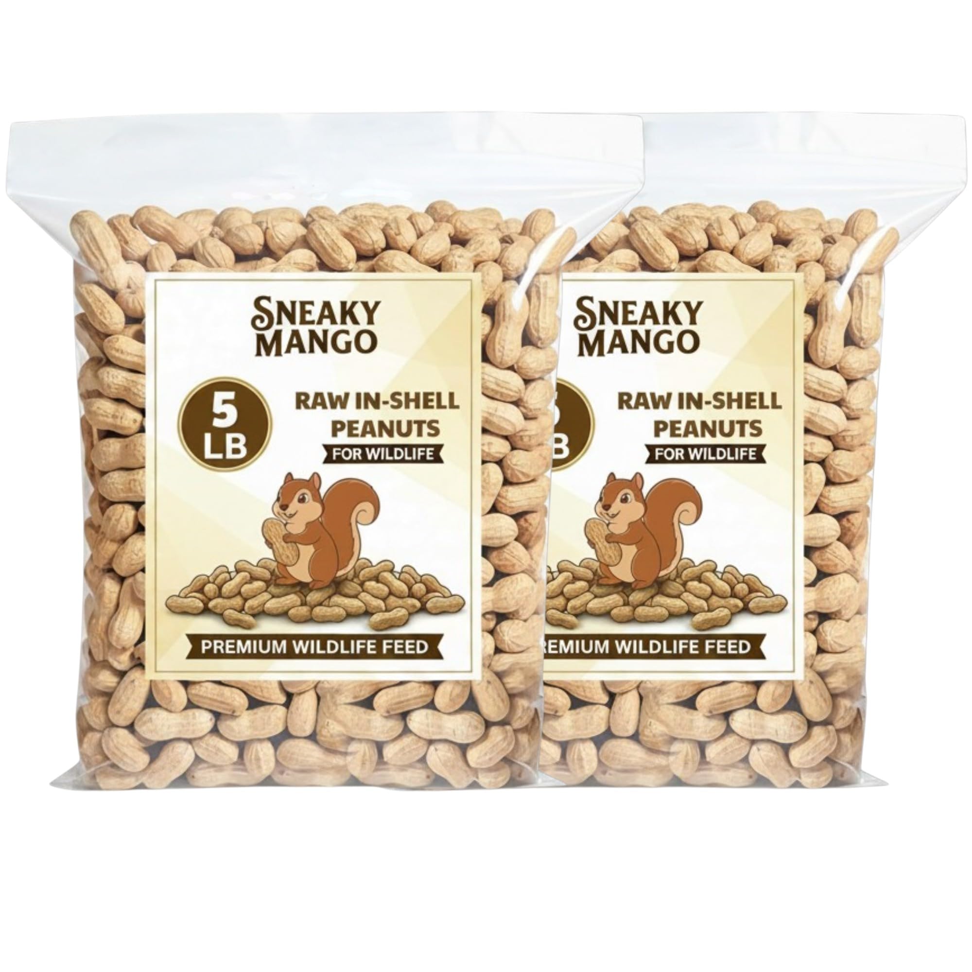 Sneaky Mango - Raw Peanuts in Shell - 2 x 5 LB Bundle – All-Natural Food for Squirrels, Deer, Birds, and Other Wildlife Animals – Grown in the USA for Healthy Nutrition - 10 Pound Total