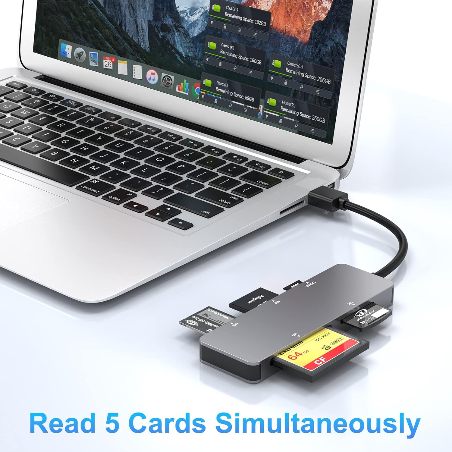 6-in-1 USB3.0 Multi Card Reader, USB 3.0 Memory Card Reader for SD SDXC SDHC Micro SD CF XD M2 MS MMC Camera Memory Card, Multi USB Card Reader/Writer(5Gbps) SD Card Reader for Windows,Mac OS,Linux