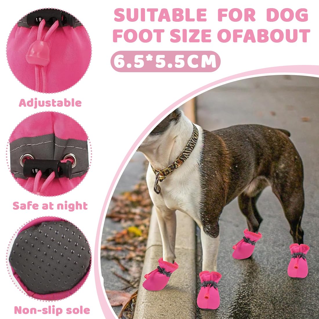 Stivali Impermeabili Per Cani Con Bretelle Regolabili, Suola Antiscivolo E Strisce Riflettenti, Altezza 33 Cm