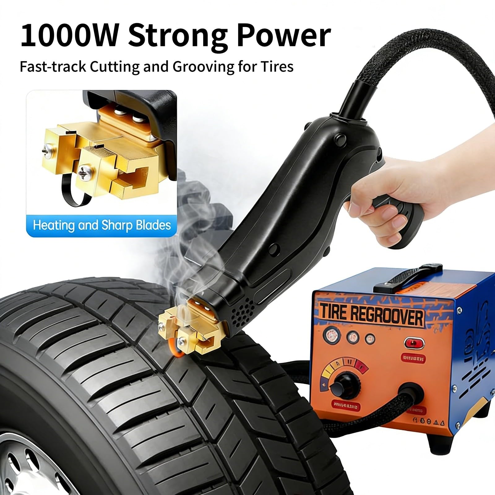 1000 W Reifen-Nutwerkzeug, 10-Blatt-Set, einstellbare Leistung, tragbarer Gummischneider für Off-Road-LKW, Auto-Rillen