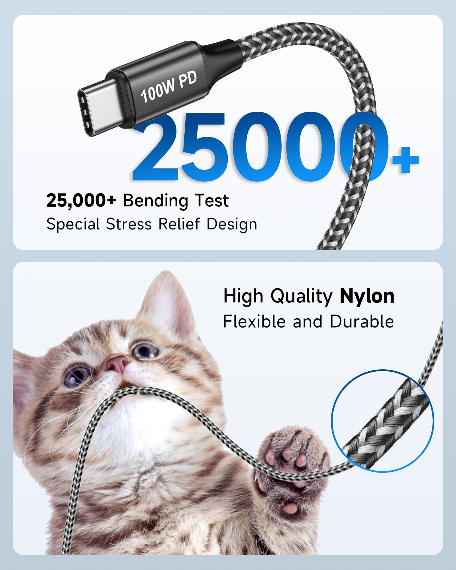 RAVIAD Cavo USB C USB C 100W Corto [2Pezzi 15CM] Cavo USB Type-C PD3.0 5A Ricarica Rapida Nylon Cavo Tipo C Caricabatterie Cellulare per iPhone 16 15 Pro Max, Galaxy S24 S23 S22, iPad Pro, MacBook Air