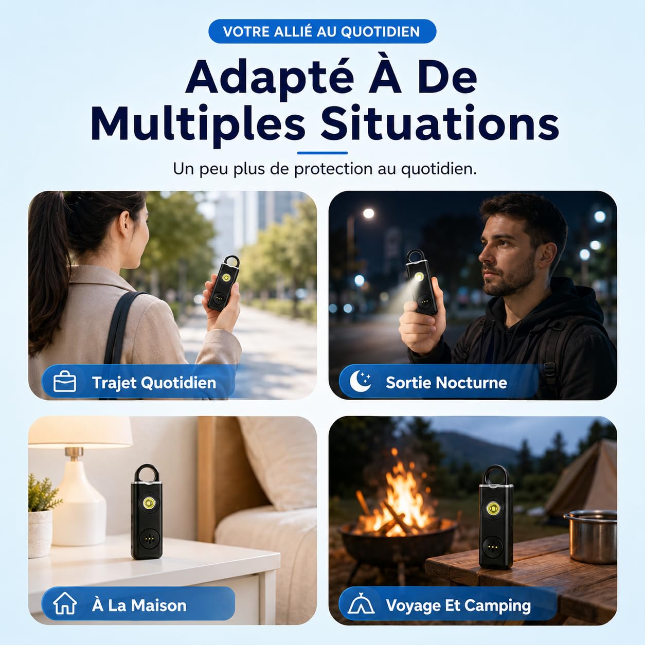 Version Améliorée Vigipulse Alarme De Poche 2026, Porte Clef Alarme Anti Agression avec Sirène Puissante Et Lumière LED, Sécurité Portable pour Femmes Hommes Enfants Personnes Âgées (Rose)
