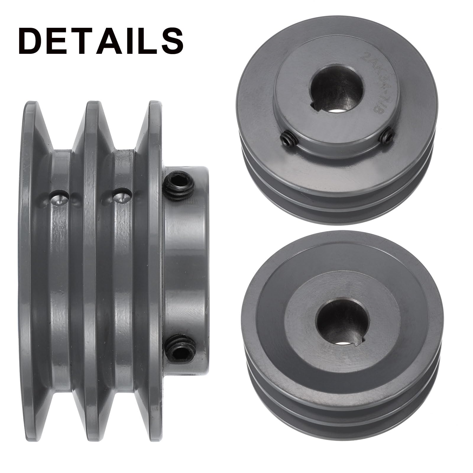 QUARKZMAN 2AK34-7/8 Puleggia A V 7/8" Foro 3.45" Diametro Esterno Doppia Scanalatura Puleggia Con Foro A Misura Ghisa Sezione Cinghia Per 4L O A Cinghia