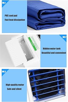 Cooling Fan Touch Cooling Bed Pad Cooling Air Fan Sleeping Mat, Air Conditioning Water Cooling Mattress, Mattress Cooling System, Blue