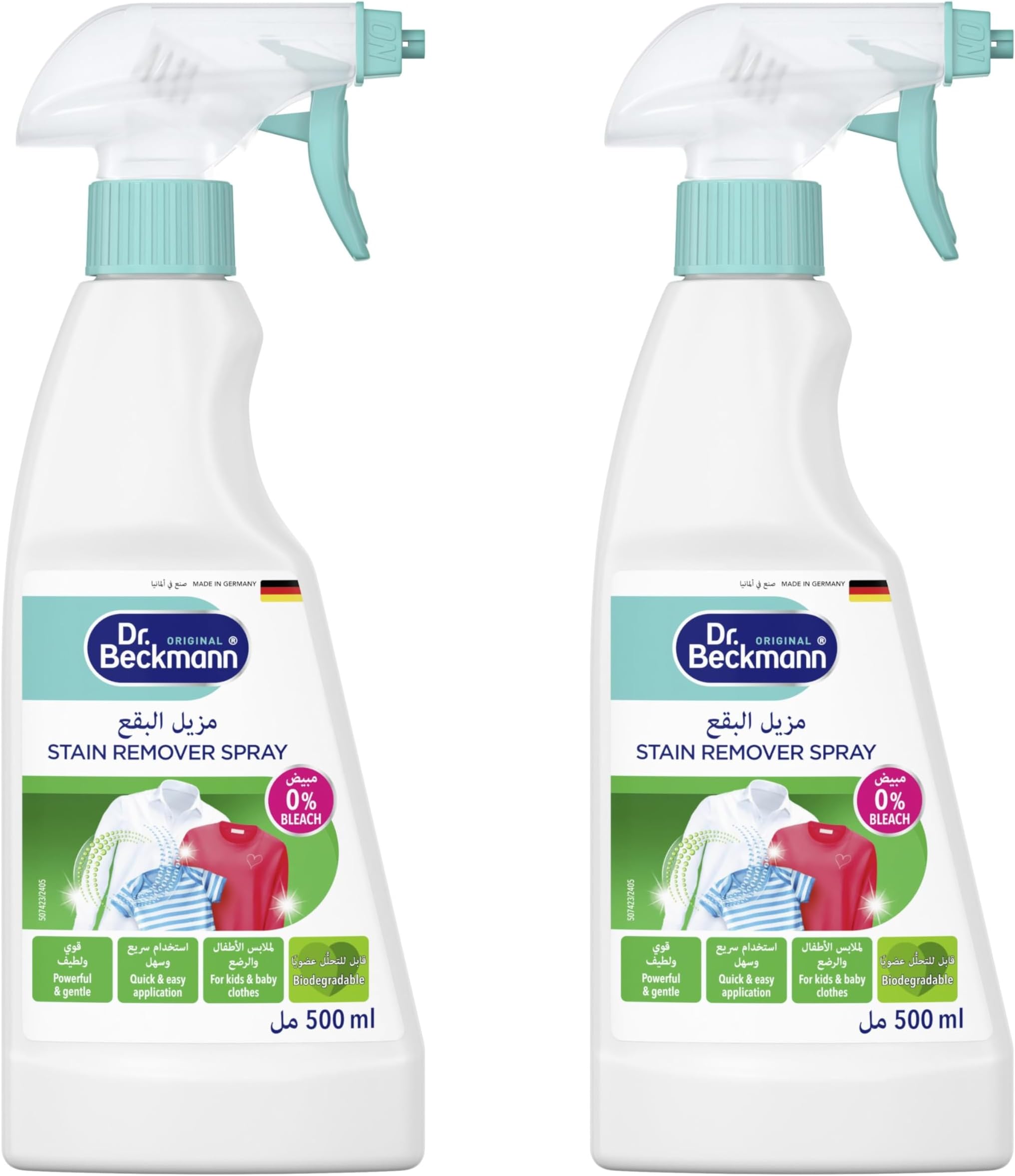 Stain Remover Trigger, Effective Pre-Treatment, for Colours & Textile, Powerful 3x Active Stain Removal Formula Twin Value Pack 2X500Ml