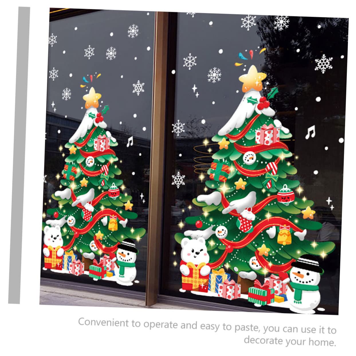 Cabilock 5 Hojas De Pegatinas Para Árboles De Navidad Luces Navideñas Para Ventanas Calcomanías Para Pared De Guardería Calcomanías Navideñas Para Ventanas Adornos Navideños Bolas