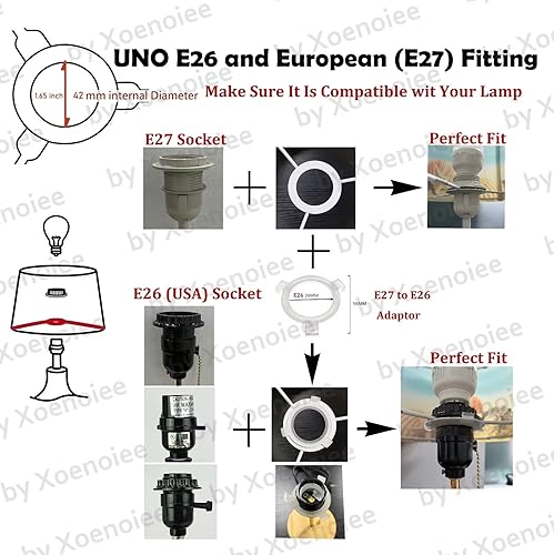 Miniatura 3 de Xoenoiee Persianas de lámpara de tambor de PVC con marco de metal, pantalla cilíndrica, Spider UNO Euro Fitter para lámparas de mesa, lámparas de
