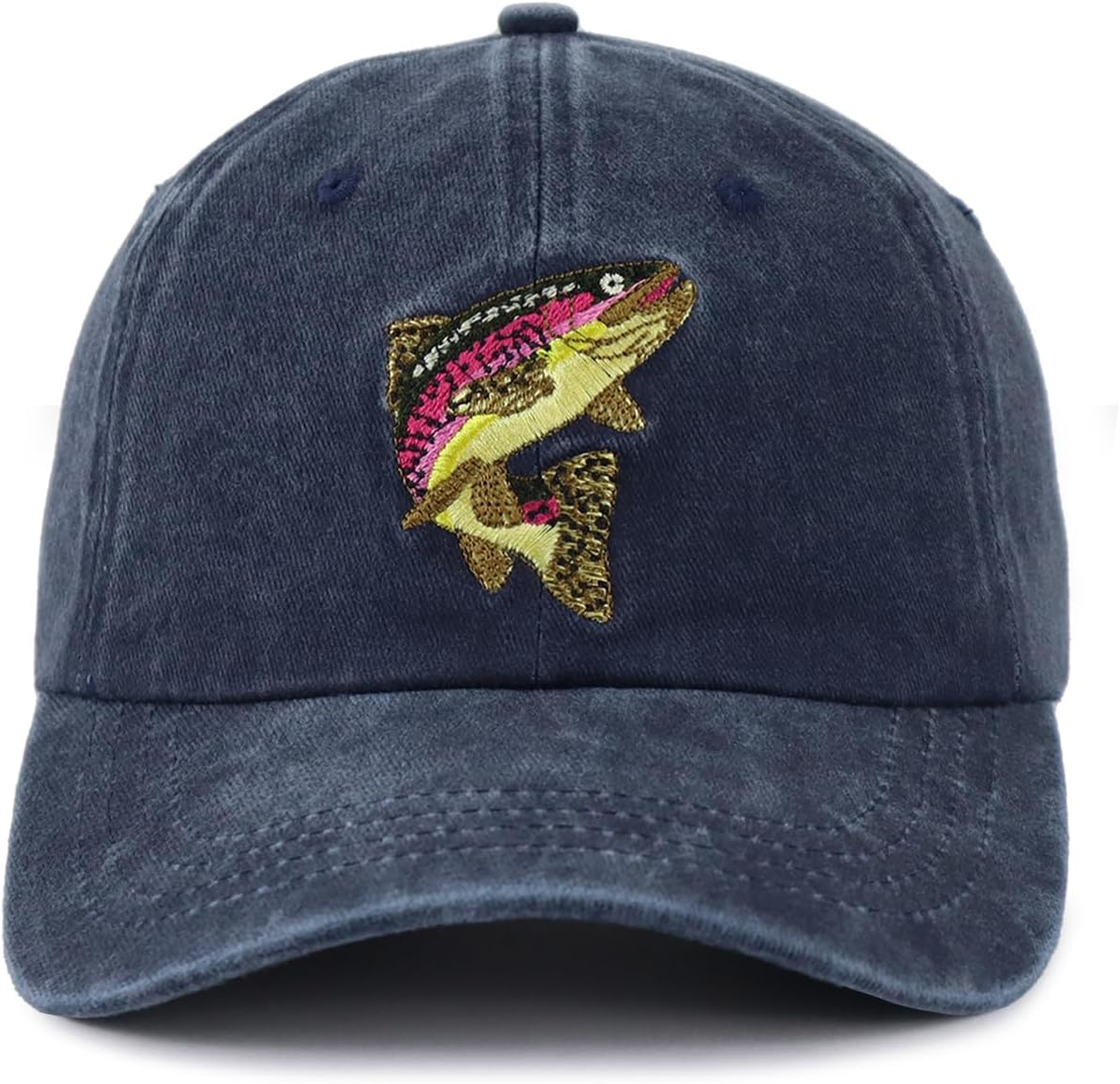 Fishing Hat for Men Women, Funny Embroidered Adjustable Cotton Fish Baseball Cap