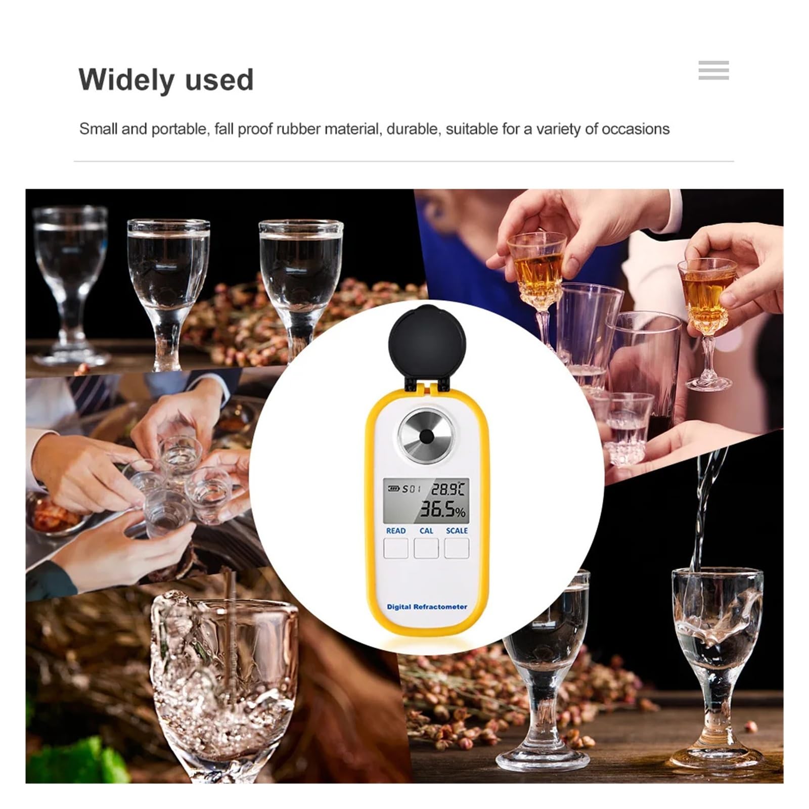 Szybka reakcja Refraktometr do piwa i wina z winogron 0-50%, cyfrowy refraktometr do alkoholu 0-80%, wyświetlacz LCD do miernika spirytusu winnego(For White Alcohol)