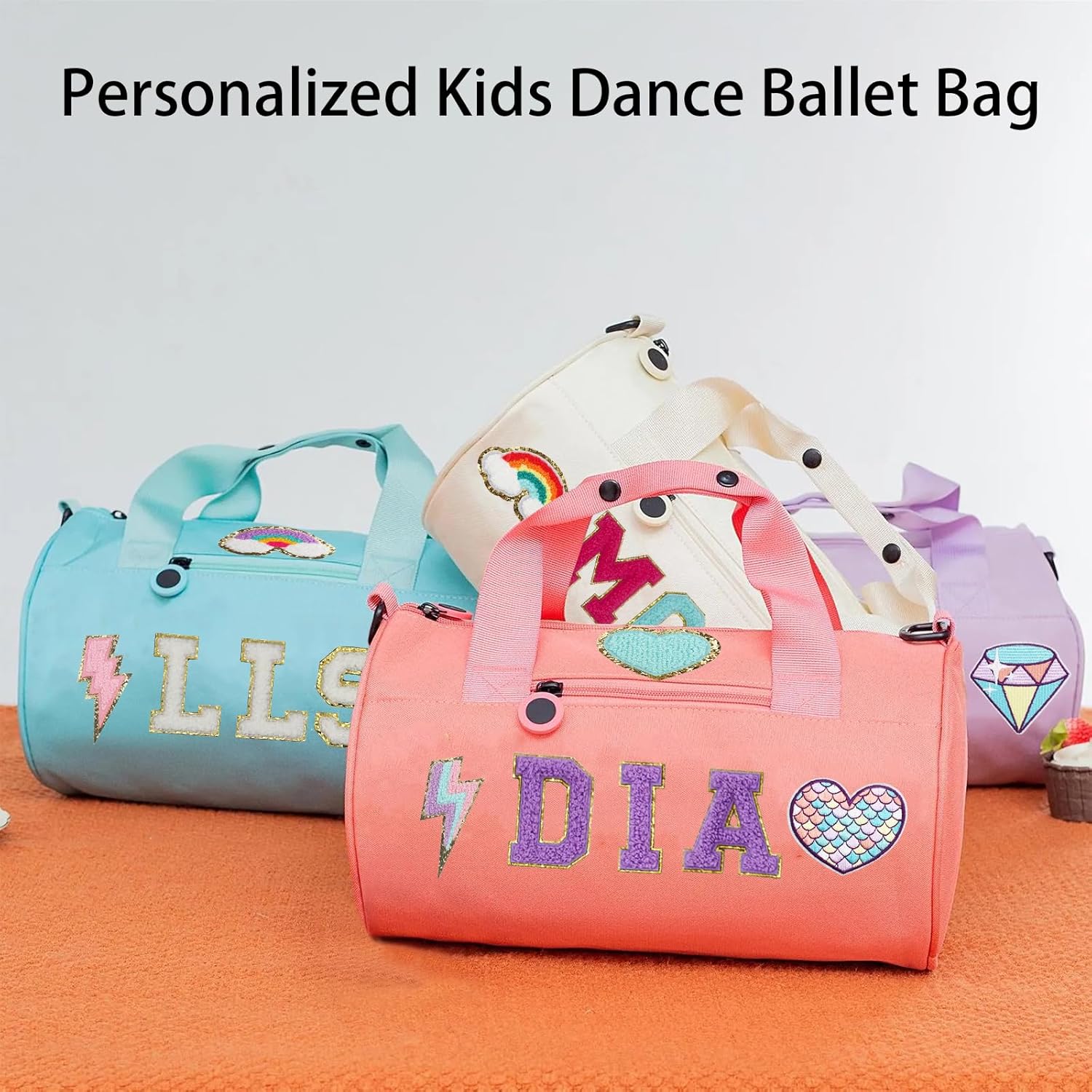 Personalized Kids Dance Ballet Bag, Kids Chenille Letter Duffel Bag, Sport Duffle Bag, Travel Duffel Bag, Pink Cheerleader Bag for Girls, Dance Duffle Bag, Special Performance Reward Gift for Children