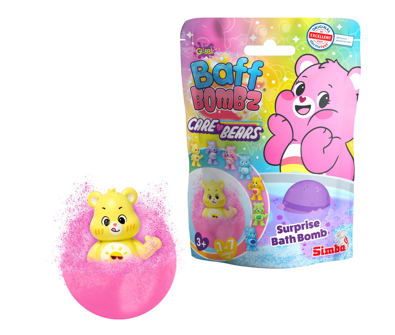 Glibbi Care Bears Surprise, kula kąpielowa w 1 z 4 kolorów, z figurką niespodzianki, 100 g, od 3 lat