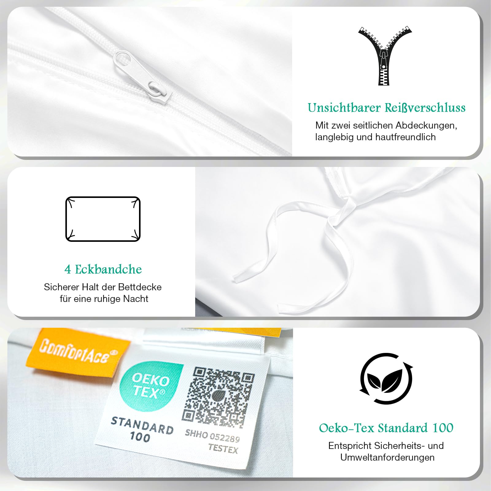 Juego de ropa de cama 100% Tencel Lyocell, (1 x 155 x 220 cm + 1 x 80 x 80 cm, suave, hipoalergénica y libre de ácaros, adecuada para todas las estaciones, con cremallera, sostenible, color