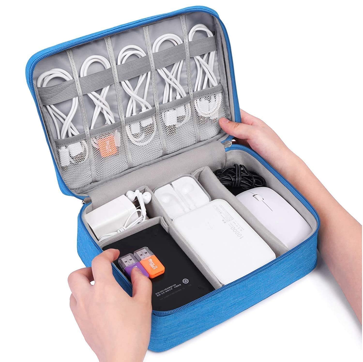 Meetzone Nylon Portable Electronics Accessories Organizer Bag-Waterproof Cable Organizer Bag, Gadget Carrying Case For Cable, Chargers, Electronics Adapters (Multicolor/1Pcs) (B091TWGH3H) Amazon Price History, Amazon Price Tracker