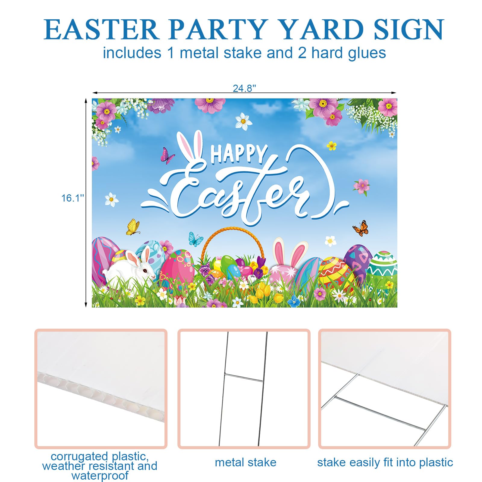 Snapklik.com : Queekay Easter Yard Sign Outdoor Decoration Happy He Is ...