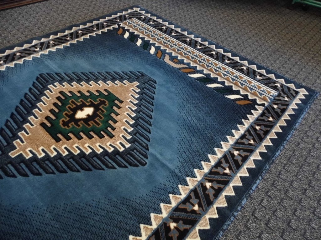 Amazon.com: Kingdom Southwest Native American Square Area Rug Blue