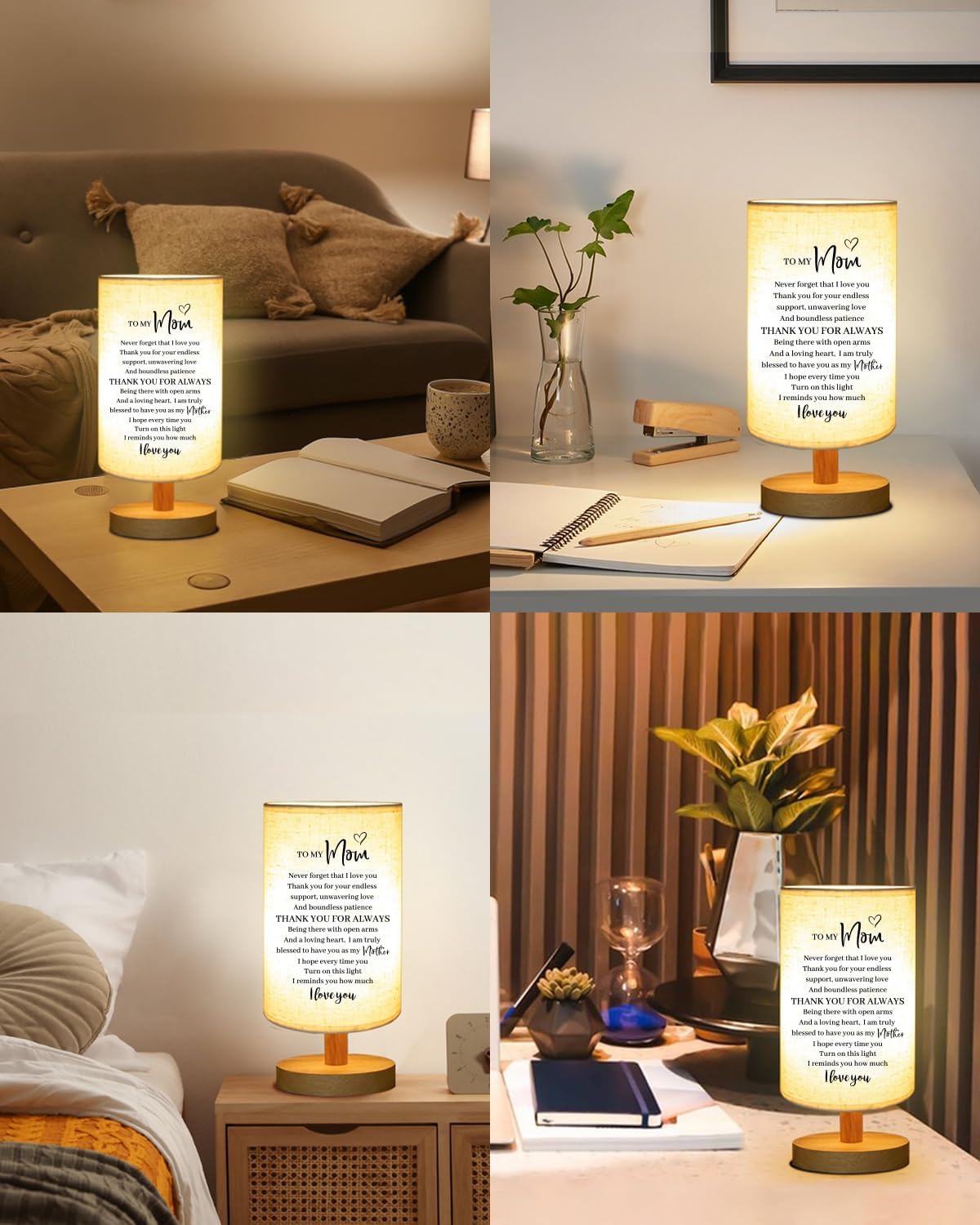 Birthday Gifts for Mom from Daughter Son, to My Mother Fabric Table Lamp, Mom Birthday Christmas Gifts from Kids, Bedside Table Lamp Presents for Mother - Image 5