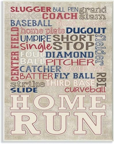 Stupell Industries Placa de pared tipo béisbol rojo, blanco y azul, 10 x 15 pulgadas, diseño por la artista Erica Billups