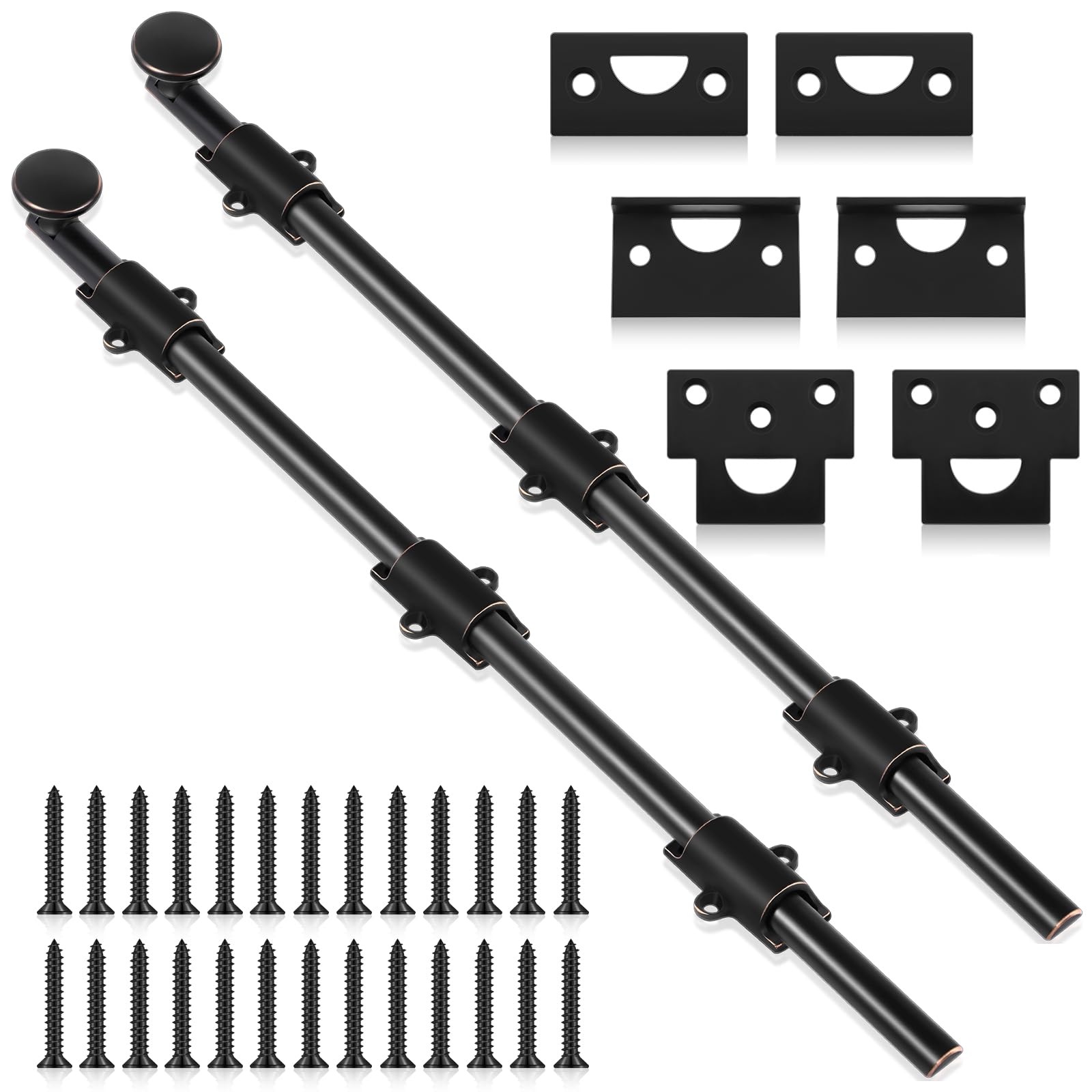 Tandefio 2 Pcs Dutch Door Bolt 18 Inch Surface Bolt Sliding Door Locks Hardware Solid Brass Latch, Attic Latch for Dutch Slide Barn(Oil Rubbed Bronze)
