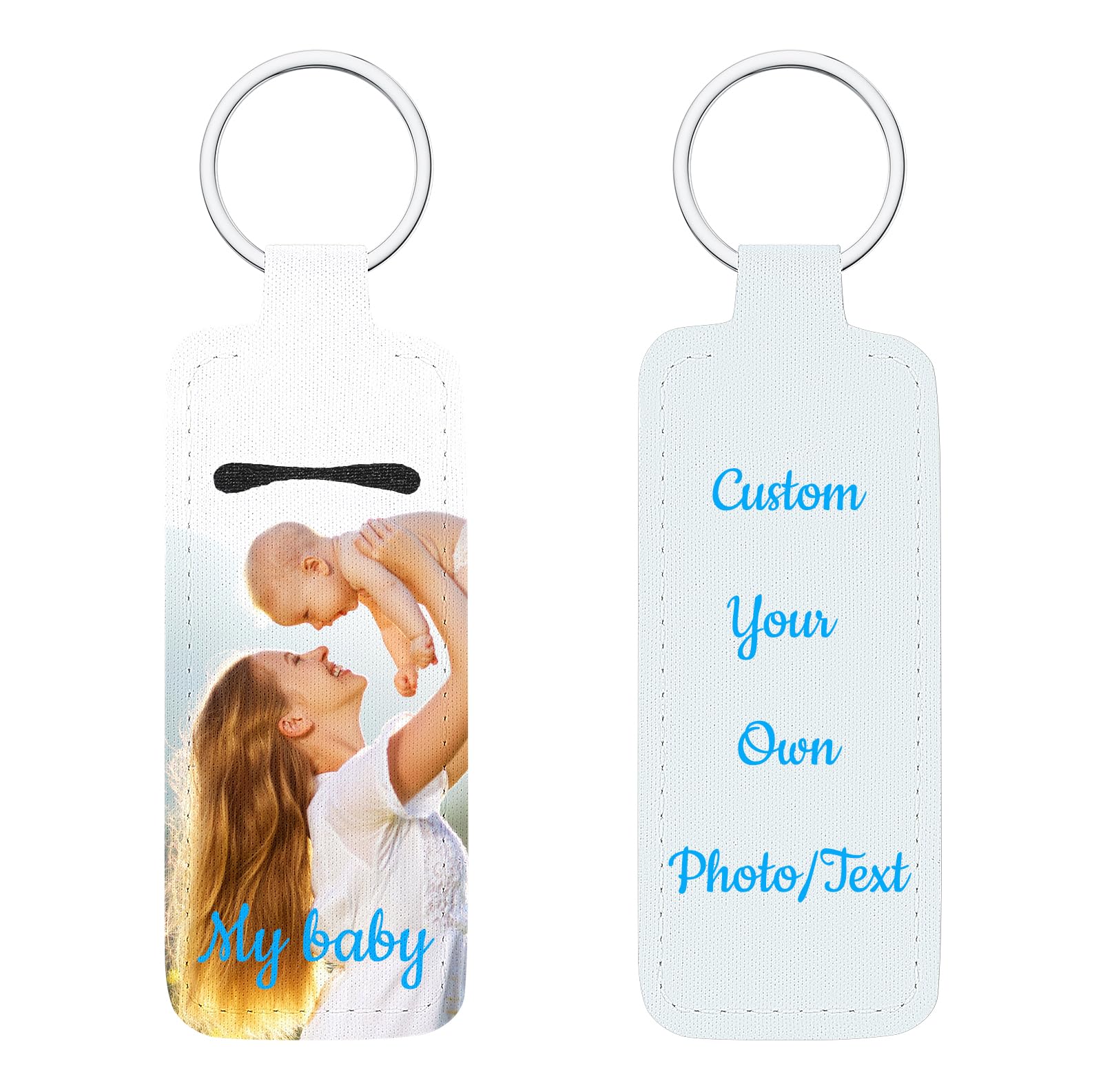 Wyleaves Premium Personalized Chapstick Holder Keychain, Custom Photo Text Lipstick Keychain, Neoprene, 1pcs