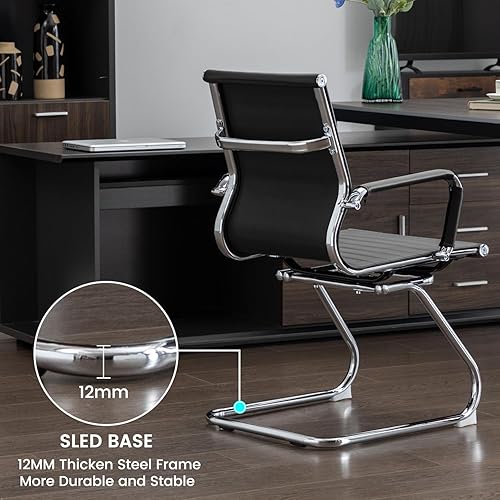 Miniatura 5 de Juego de 2 sillas de recepción de invitados de oficina, sillas de sala de conferencias, sillas de sala de espera, sillas de escritorio de oficina