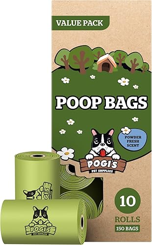 Pogi's - Bolsas para excremento de perro, a prueba de fugas y extragruesas, bolsas de basura para mascotas (aroma fresco, 10 rollos, 150 unidades)